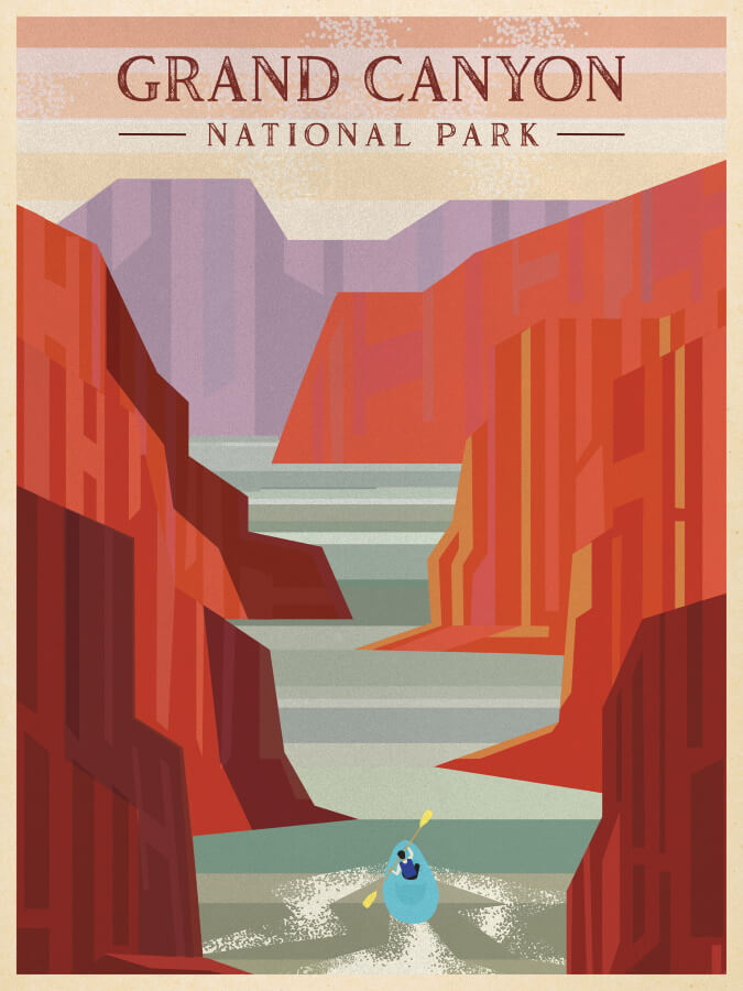 US National Parks Posters - Yellowstone, Glacier, Arches,